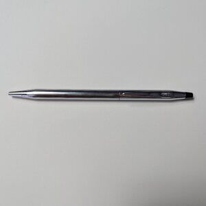 Vintage CROSS USA Silver Tone Chrome Slim Twist Ball Point Pen Works!